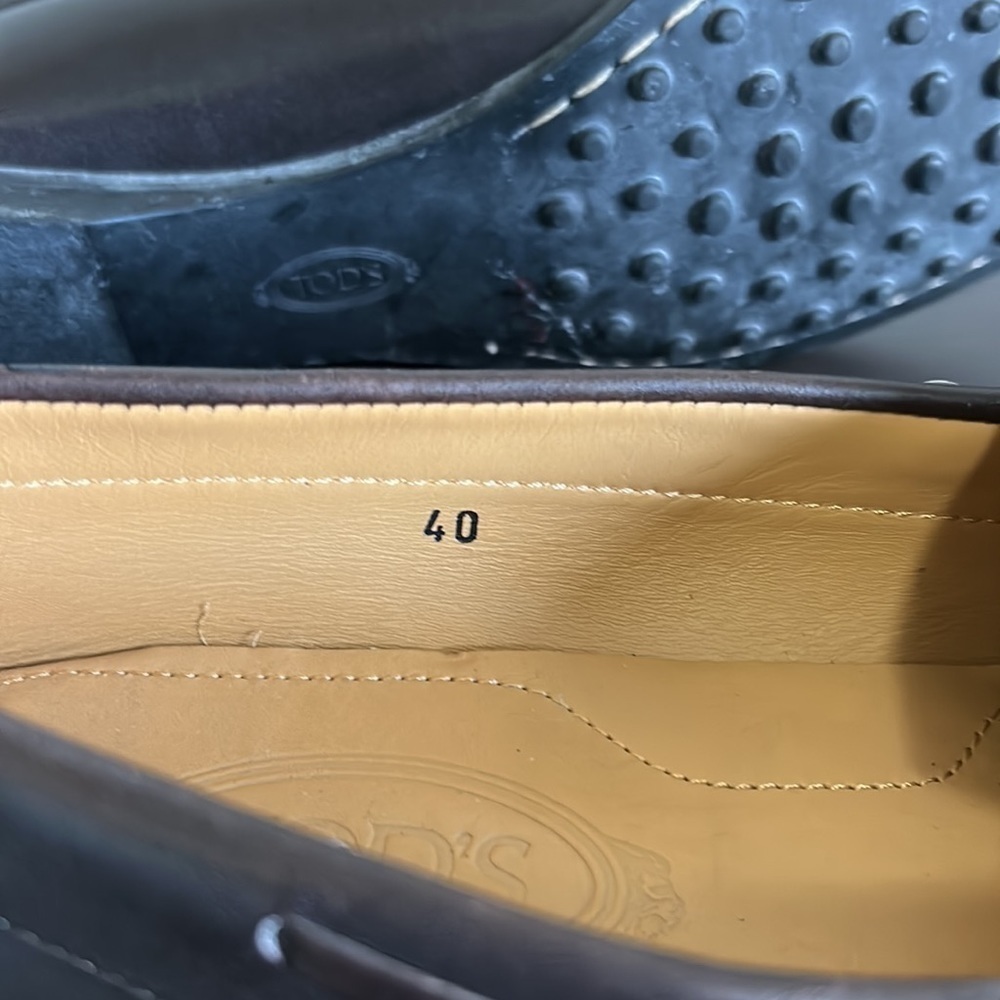 TODS CITY GOMMINO LEATHER DRIVING SHOES Mens Dark Brown Italian Sz 40 US 8 - Picture 13 of 14